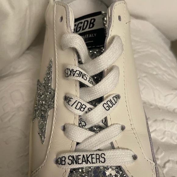 Golden Goose Silver and White Distressed Sneakers - Picture 6 of 6